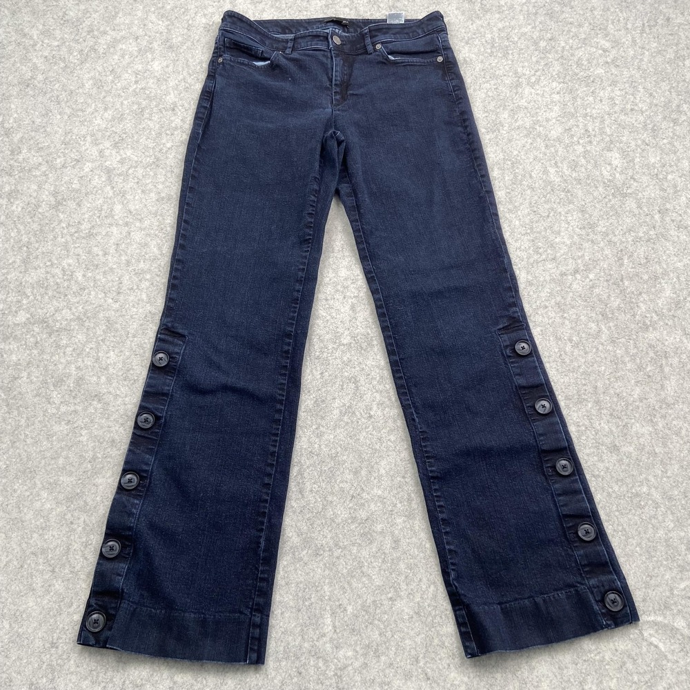 Banana Republic Logan Bootcut Jeans Womens 8 (31x31) Blue Dark Wash Side Button
